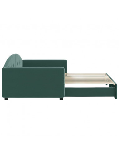 Divano Letto con Letto Estraibile Verde Scuro 100x200cm Velluto
