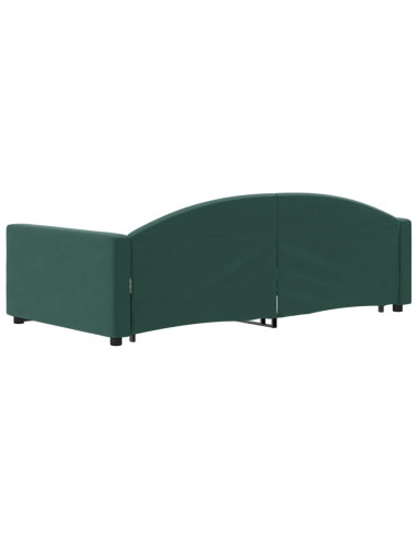 Divano Letto con Letto Estraibile Verde Scuro 100x200cm Velluto