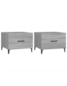 Tavolini Salotto Gambe in Metallo 2pz Grigio Sonoma 50x50x40 cm 2