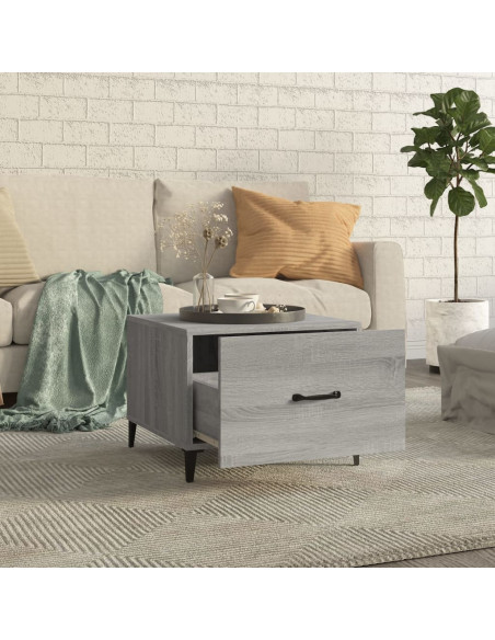 Tavolini Salotto Gambe in Metallo 2pz Grigio Sonoma 50x50x40 cm