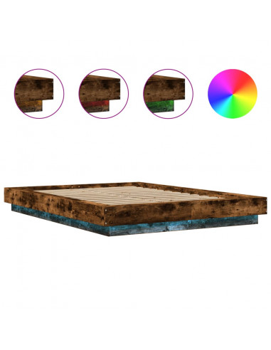 Giroletto con Luci LED Rovere Fumo 120x190 cm Legno Multistrato