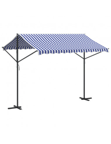 Tenda da Sole Blu e Bianca 300x300 cm in Tessuto e Acciaio