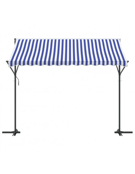 Tenda da Sole Blu e Bianca 300x300 cm in Tessuto e Acciaio