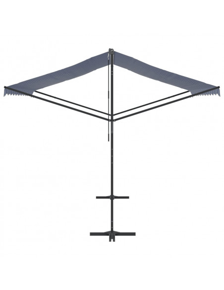 Tenda da Sole Blu e Bianca 300x300 cm in Tessuto e Acciaio