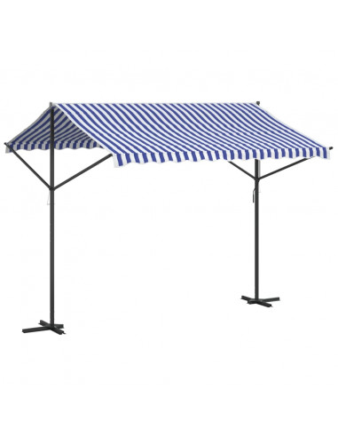 Tenda da Sole Blu e Bianca 300x300 cm in Tessuto e Acciaio