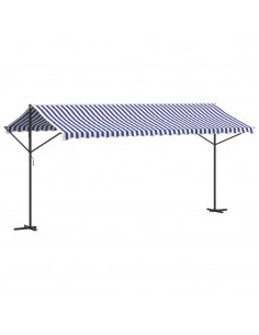 Tenda da Sole Blu e Bianca 500x300 cm in Tessuto e Acciaio 2