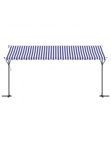 Tenda da Sole Blu e Bianca 500x300 cm in Tessuto e Acciaio