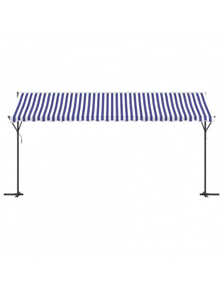 Tenda da Sole Blu e Bianca 500x300 cm in Tessuto e Acciaio