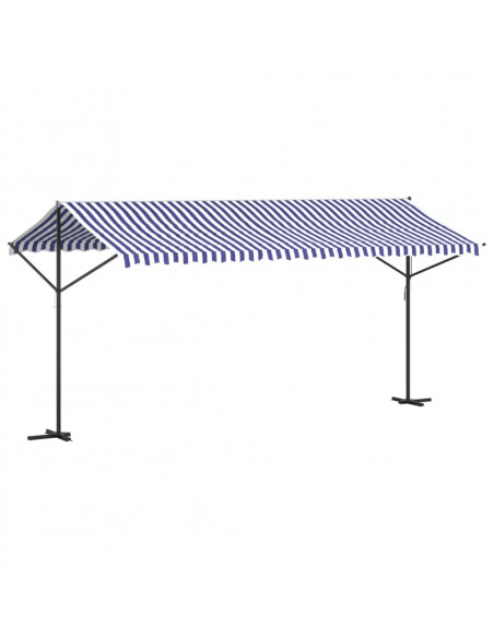 Tenda da Sole Blu e Bianca 500x300 cm in Tessuto e Acciaio