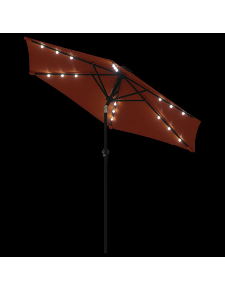 Ombrellone Giardino LED Palo Acciaio Terracotta 225x225x212 cm