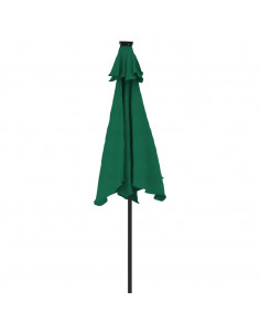 Ombrellone Giardino con LED Palo Acciaio Verde 225x225x212 cm 2