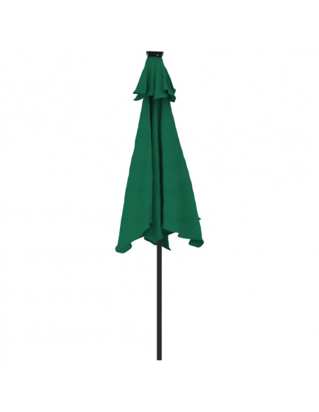 Ombrellone Giardino con LED Palo Acciaio Verde 225x225x212 cm