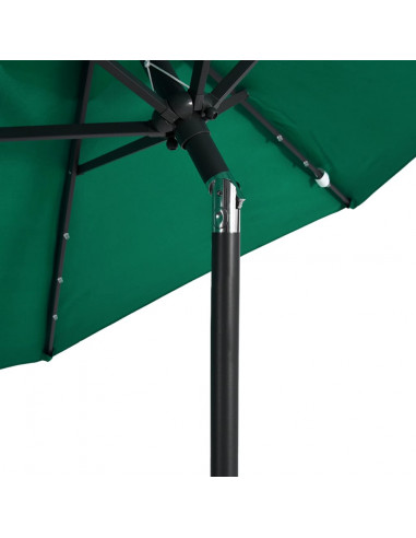 Ombrellone Giardino con LED Palo Acciaio Verde 225x225x212 cm