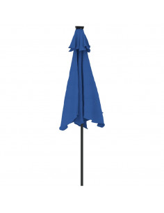 Ombrellone Giardino con LED Palo Acciaio Azzurro 225x225x212 cm 2