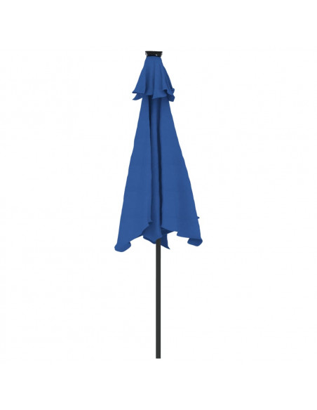 Ombrellone Giardino con LED Palo Acciaio Azzurro 225x225x212 cm