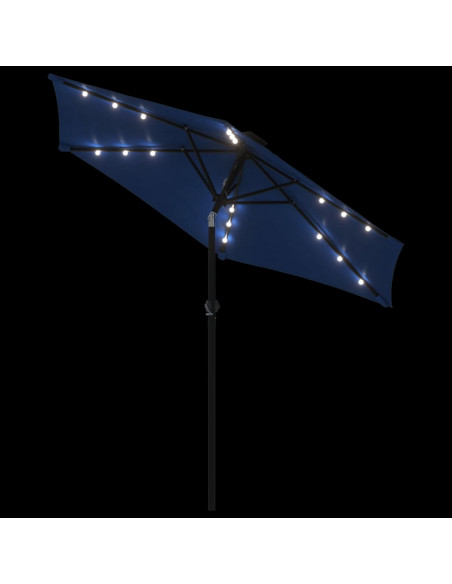 Ombrellone Giardino con LED Palo Acciaio Azzurro 225x225x212 cm