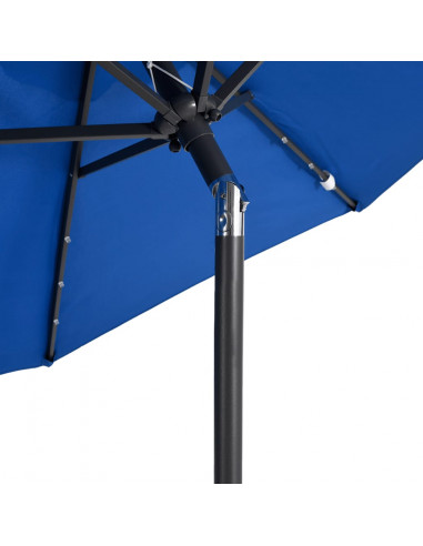 Ombrellone Giardino con LED Palo Acciaio Azzurro 225x225x212 cm