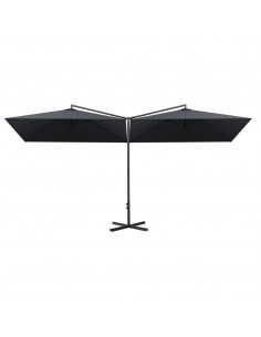 Ombrellone Doppio con Palo in Acciaio Antracite 600x300 cm 2