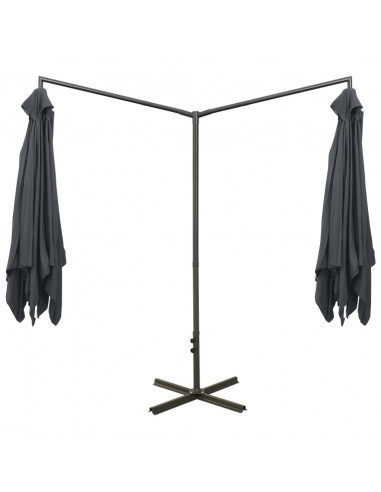 Ombrellone Doppio con Palo in Acciaio Antracite 600x300 cm