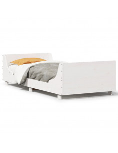Letto senza Materasso Bianco 90x200 cm Legno Massello di Pino 2