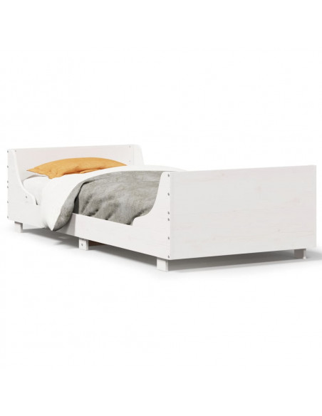 Letto senza Materasso Bianco 90x200 cm Legno Massello di Pino