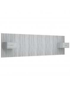 Testiera Letto con Comodini in Legno Multistrato Grigio Sonoma 2