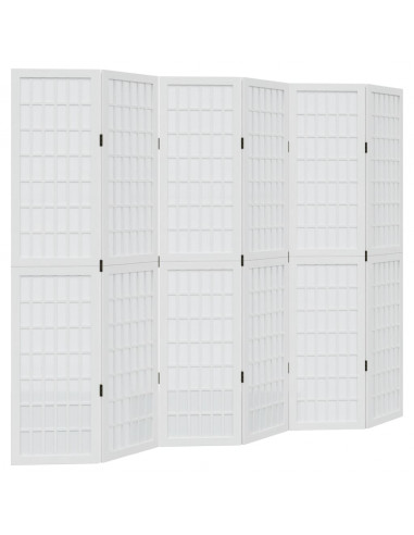 Divisorio Ambienti 6Pannelli Bianco Legno Massello di Paulownia