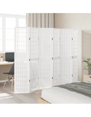 Divisorio Ambienti 6Pannelli Bianco Legno Massello di Paulownia
