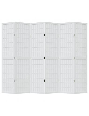 Divisorio Ambienti 6Pannelli Bianco Legno Massello di Paulownia