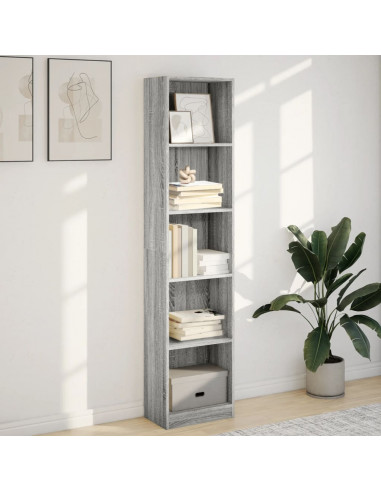 Libreria Grigio Sonoma 40x24x176 cm in Legno Multistrato