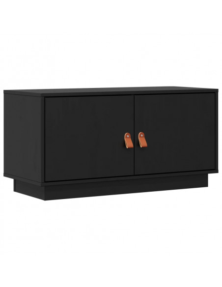 Mobile Porta TV Nero 80x34x40 cm in Legno Massello di Pino