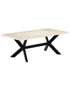 Tavolo da Pranzo Bianco 200x100x75 cm Legno Massello di Mango 2