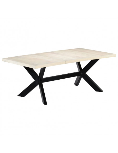 Tavolo da Pranzo Bianco 200x100x75 cm Legno Massello di Mango