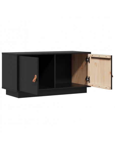Mobile Porta TV Nero 80x34x40 cm in Legno Massello di Pino