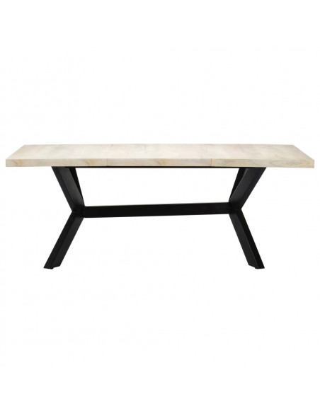 Tavolo da Pranzo Bianco 200x100x75 cm Legno Massello di Mango