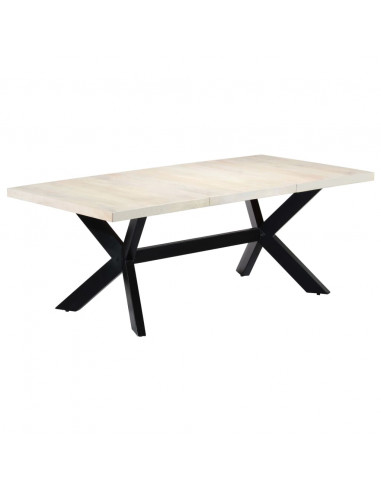 Tavolo da Pranzo Bianco 200x100x75 cm Legno Massello di Mango