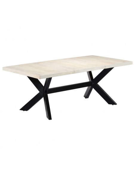 Tavolo da Pranzo Bianco 200x100x75 cm Legno Massello di Mango