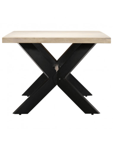 Tavolo da Pranzo Bianco 200x100x75 cm Legno Massello di Mango