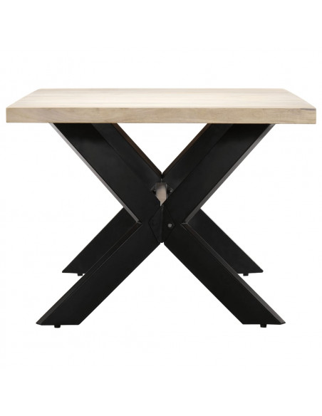 Tavolo da Pranzo Bianco 200x100x75 cm Legno Massello di Mango