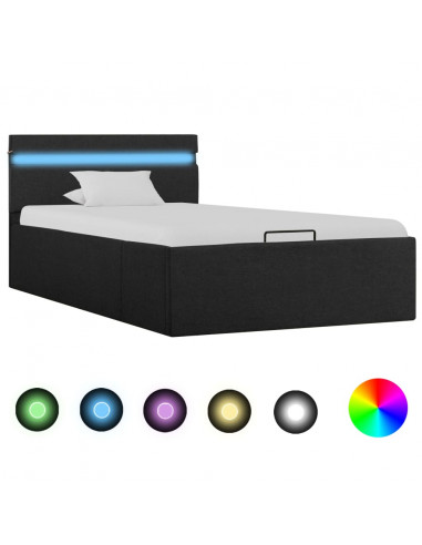 Giroletto con Contenitore e LED Grigio Scuro Tessuto 90x200 cm