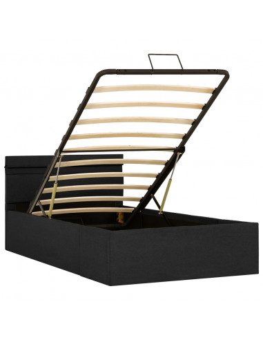 Giroletto con Contenitore e LED Grigio Scuro Tessuto 90x200 cm