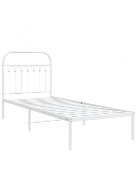 Giroletto con Testiera Metallo Bianco 75x190 cm