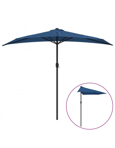 Ombrellone Balcone Palo in Alluminio Blu 270x144x222 cm a Metà