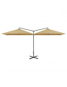 Ombrellone Doppio con Palo in Acciaio Tortora 600x300 cm 2