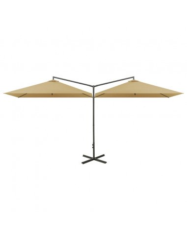 Ombrellone Doppio con Palo in Acciaio Tortora 600x300 cm