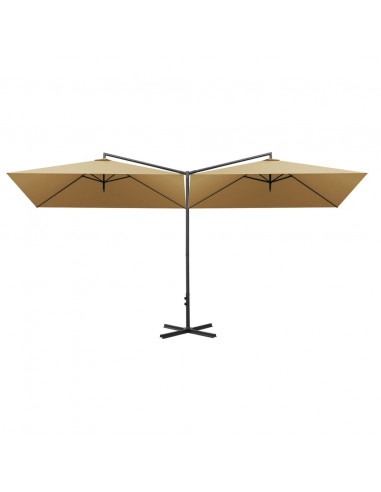 Ombrellone Doppio con Palo in Acciaio Tortora 600x300 cm