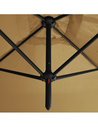 Ombrellone Doppio con Palo in Acciaio Tortora 600x300 cm