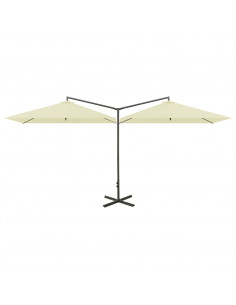 Ombrellone Doppio con Palo in Acciaio Sabbia 600x300 cm 2