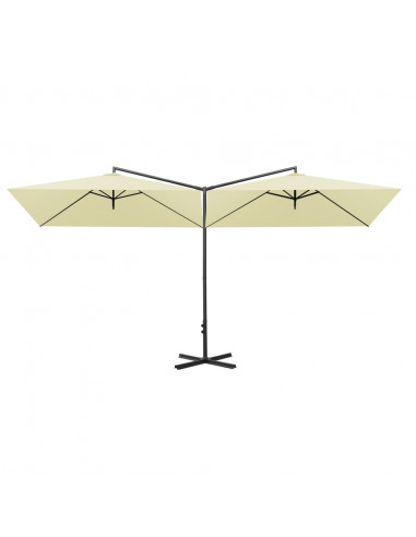 Ombrellone Doppio con Palo in Acciaio Sabbia 600x300 cm