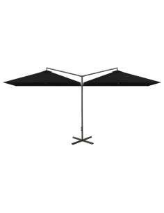 Ombrellone Doppio con Palo in Acciaio Nero 600x300 cm 2